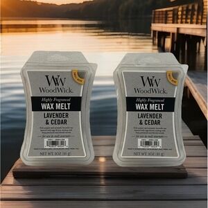 Yankee Candle WoodWick LAVENDER & CEDAR Fragrance Wax‎ Warmer Melts 2 Pack